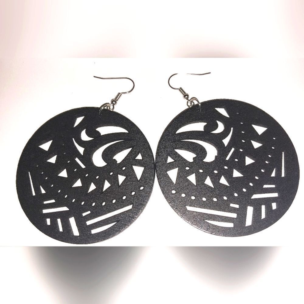 Gorgeous hollow wooden earrings